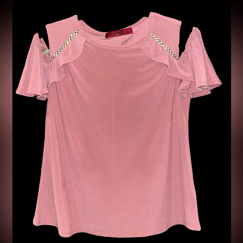 Love Scarlett - rhinestone, blush pink off the shoulder top size PS